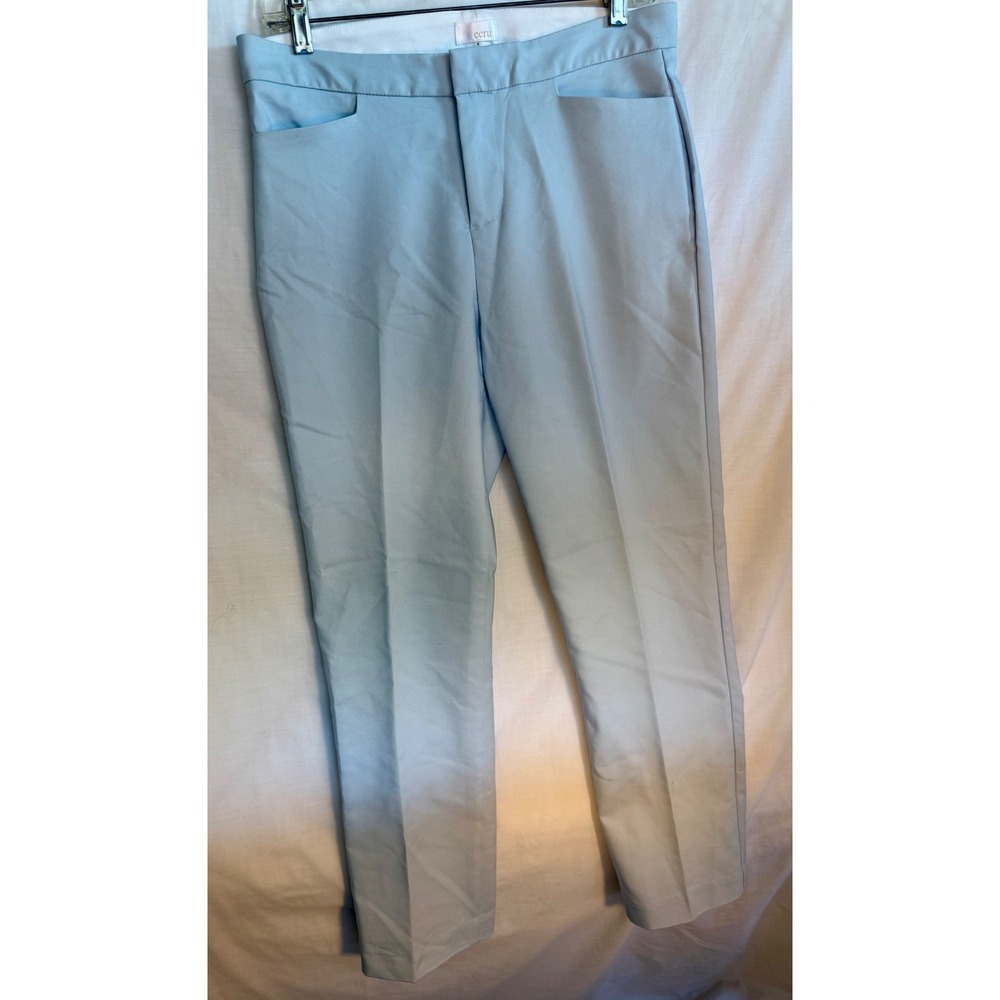 Ecru Light Blue Slim Fit Dress Pants Business Casual Trousers Women Size 8